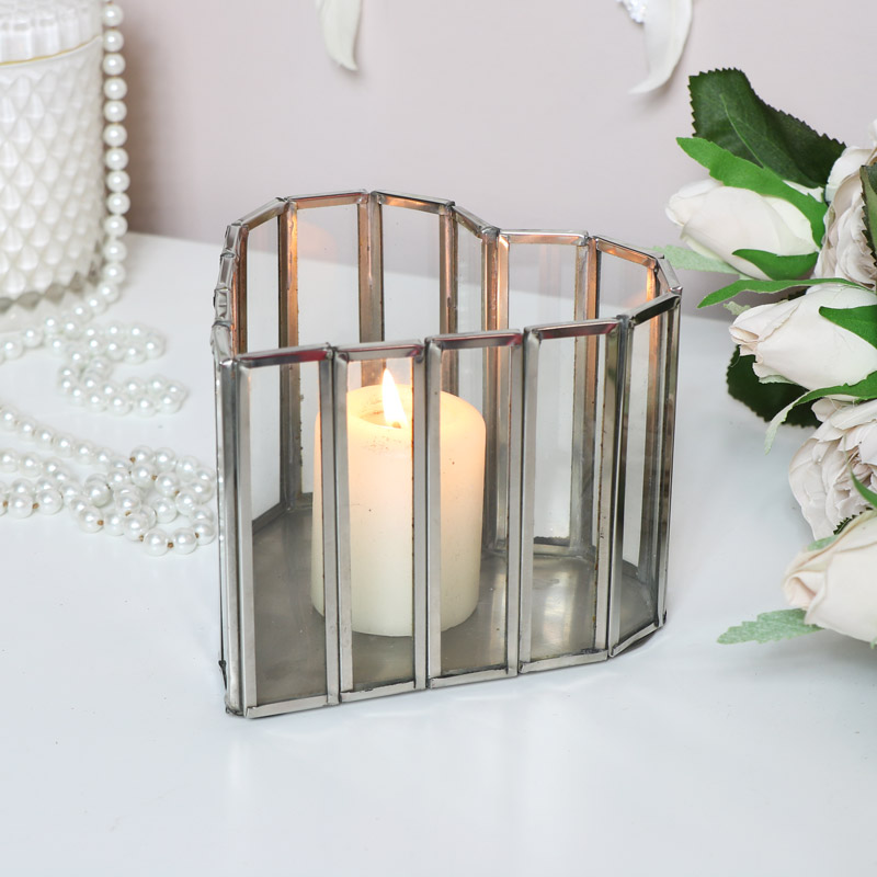 Glass Heart Candle Holder - Small