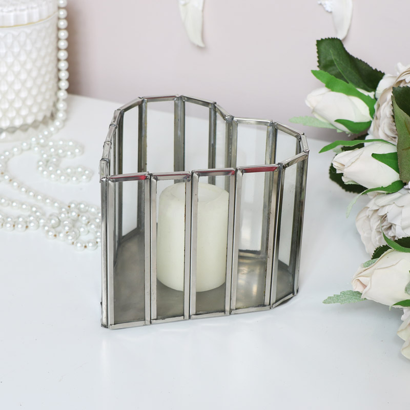 Glass Heart Candle Holder - Small