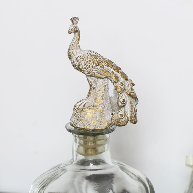 Glass Perfume Bottle with Peacock Stopper