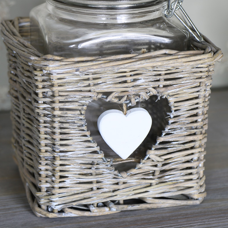 Glass Storage Jar in Wicker Holder