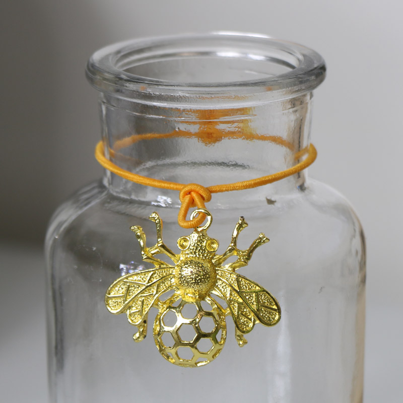 Glass Vase with Gold Bee Detail