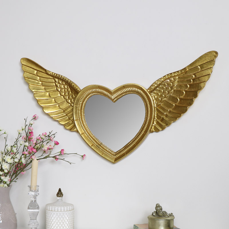 Gold Angel Wing Wall Mirror
