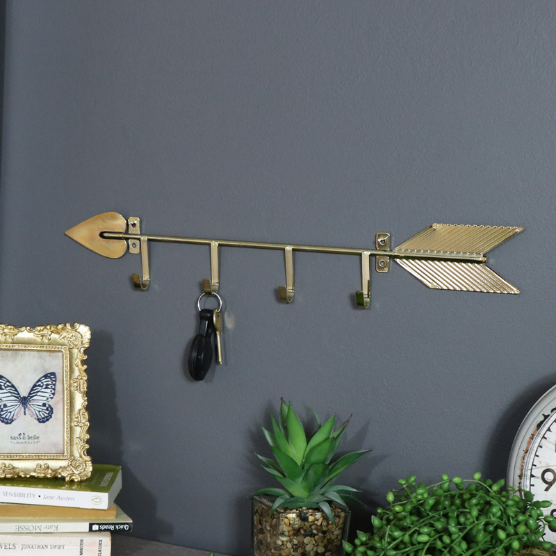 Gold Arrow Key Wall Hooks