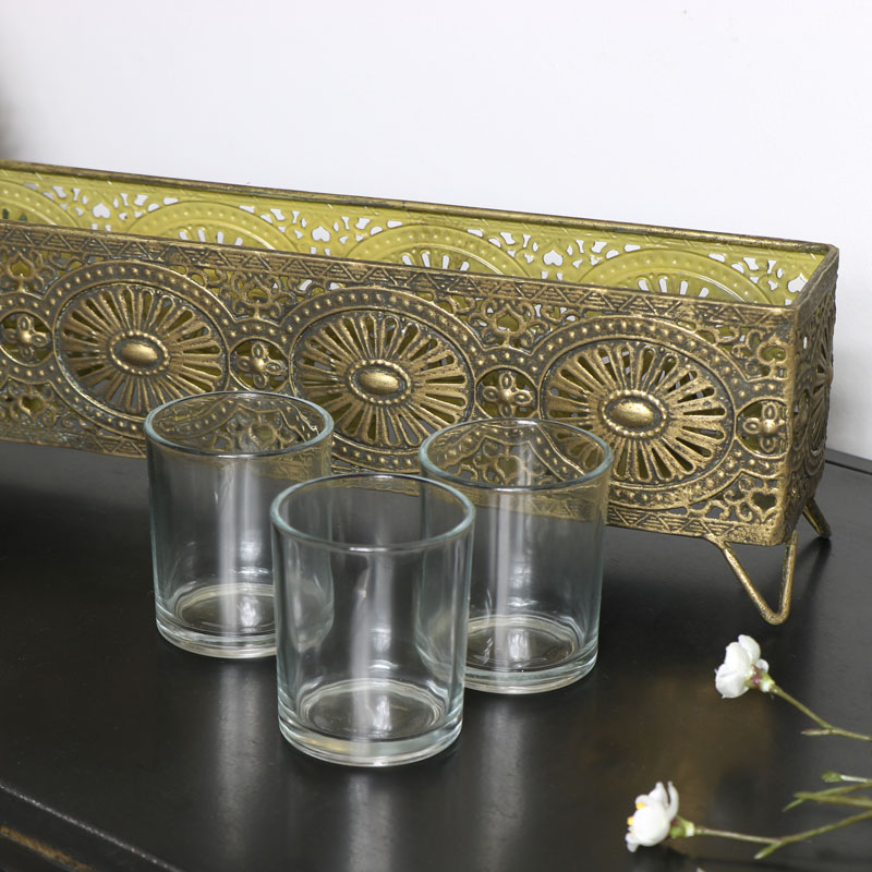 Gold Aztec Candle Storage Box 