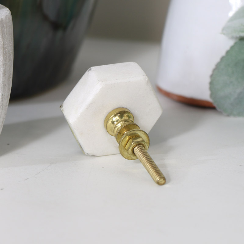 Gold & Black Marble Hexagon Drawer Knob