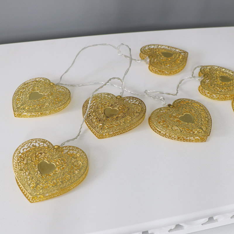 Gold Boho Heart Fairy Lights