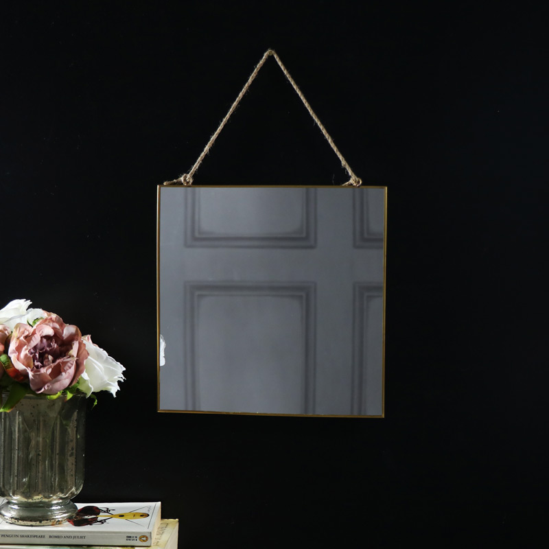Square Gold Edged Wall Mirror Shabby Vintage Chic Bathroom Bedroom