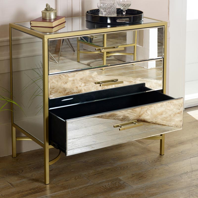 Gold Mirrored Chest of Drawers - Venus Range DAMAGED SECONDS ITEM 2070 VEN060XXL