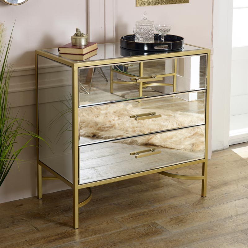 Gold Mirrored Chest of Drawers - Venus Range DAMAGED SECONDS ITEM 2070 VEN060XXL