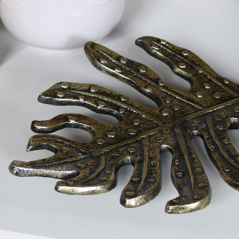 Gold Metal Leaf Wall Art / Trinket Tray