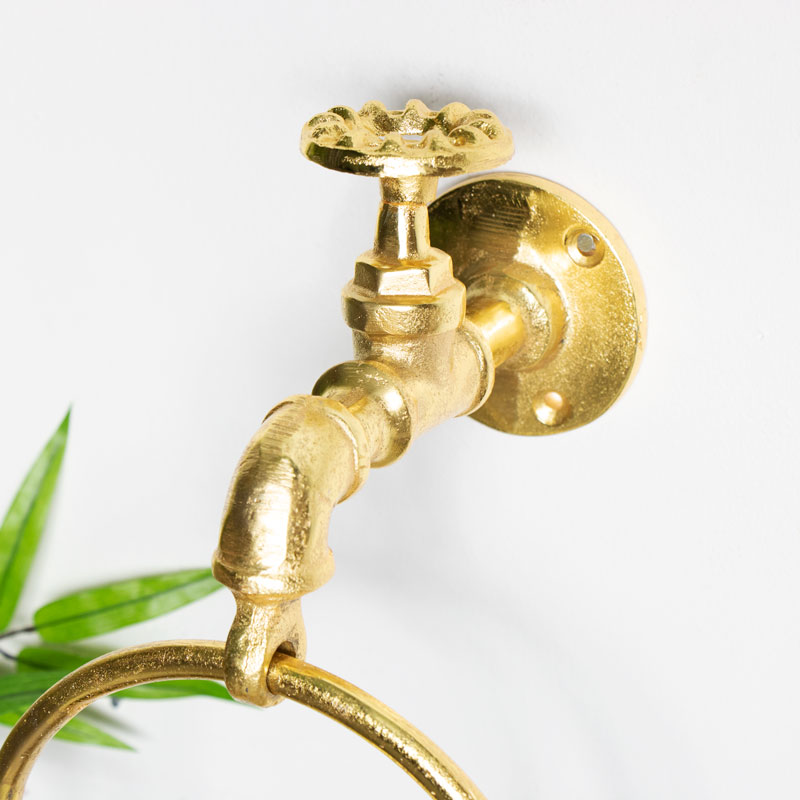 Gold Metal Tap Towel Holder