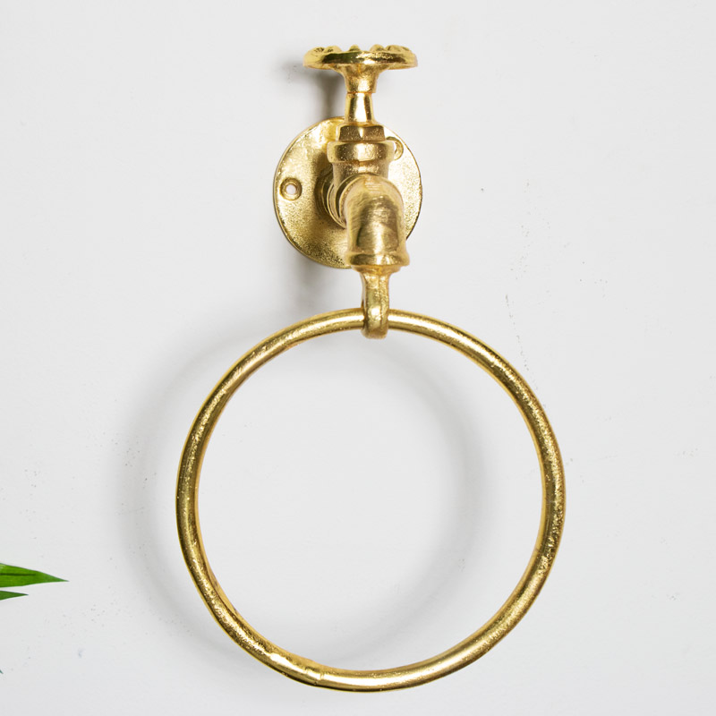 Gold Metal Tap Towel Holder