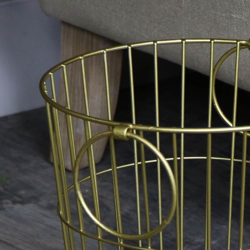 Gold Metal Waste Paper Basket bin 