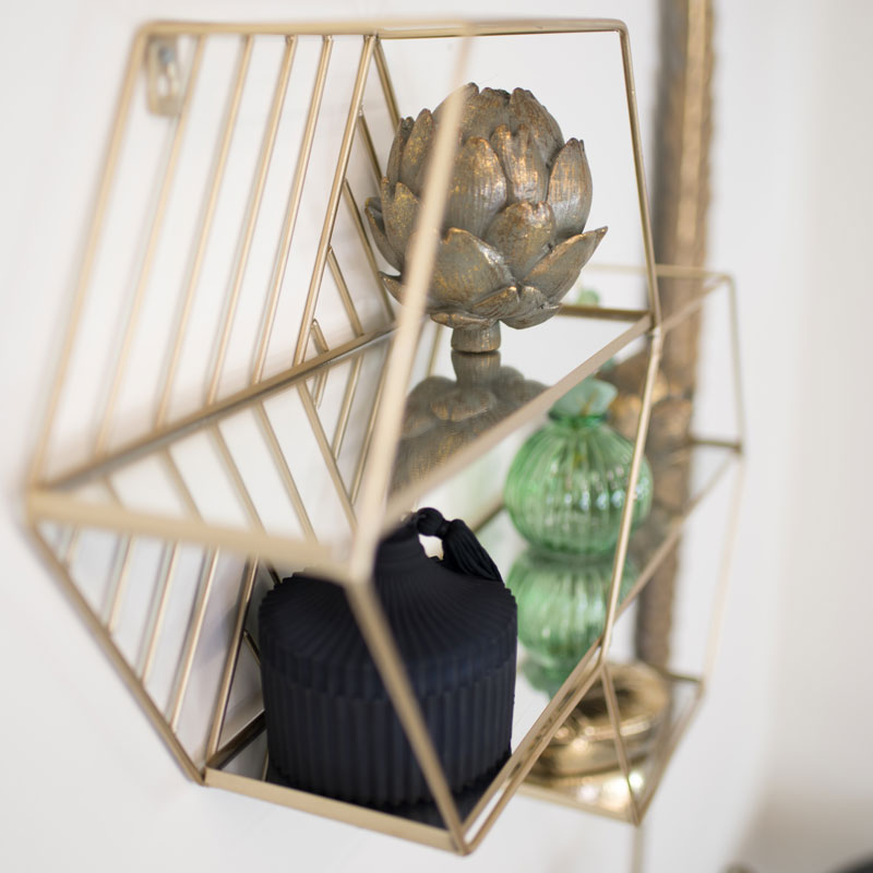 gold hexagon shelf