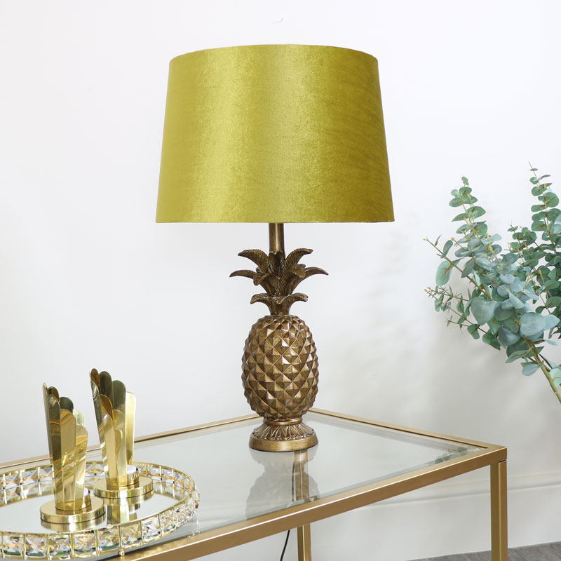 Gold Pineapple Lamp With Mustard Velvet Shade Melody Maison - Making Pineapple Lampshade Gold Pineapple Lamp With Mustard Velvet Shade Melody Maison - Making Pineapple Lampshade