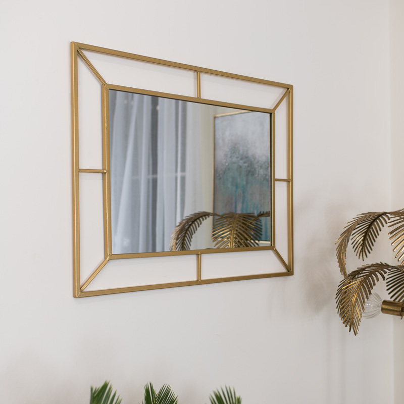Gold Rectangle Wall Mirror 62cm X 80cm, Rectangle Gold Framed Mirror
