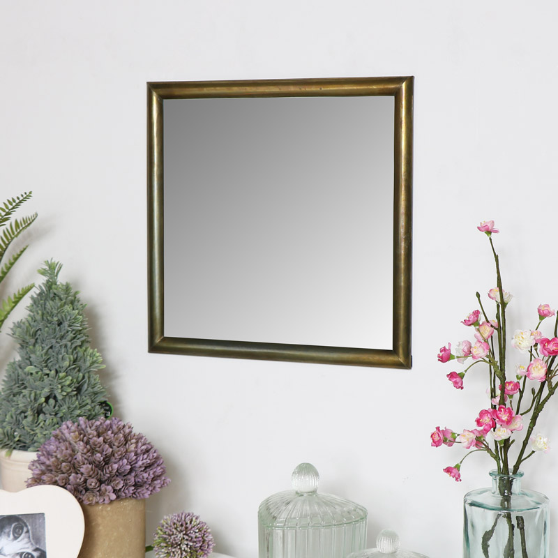 Gold Square Wall Mirror 