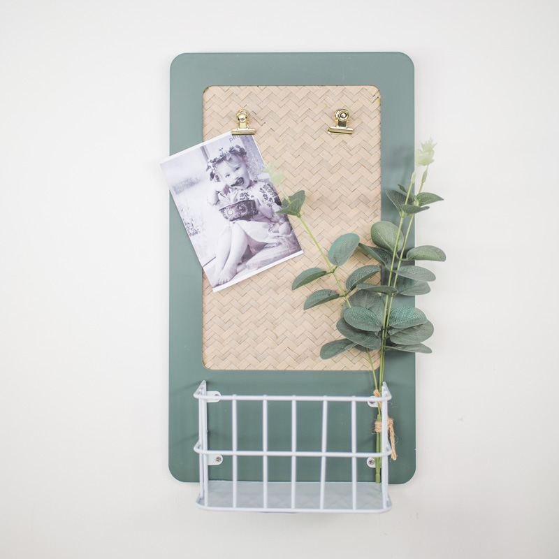 Green Clipboard Basket Wall Shelf With Faux Eucalyptus - Wall Mounted Letter Holder Green Clipboard Basket Wall Shelf With Faux Eucalyptus - Wall Mounted Letter Holder