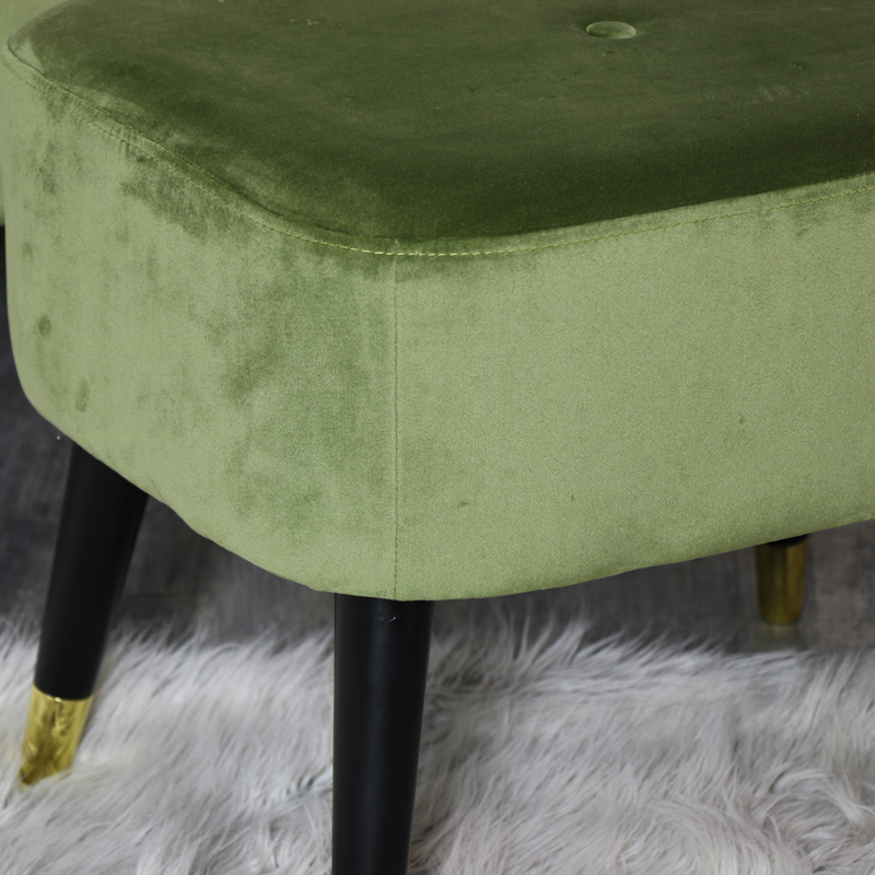Green Velvet Low Stool