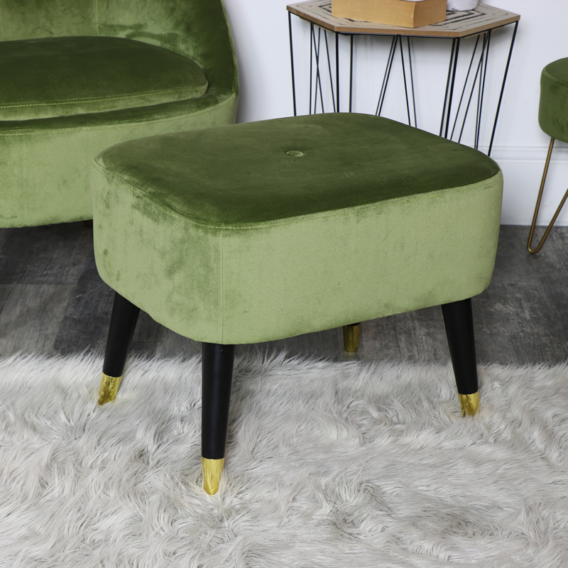 Velvet green footstool discount