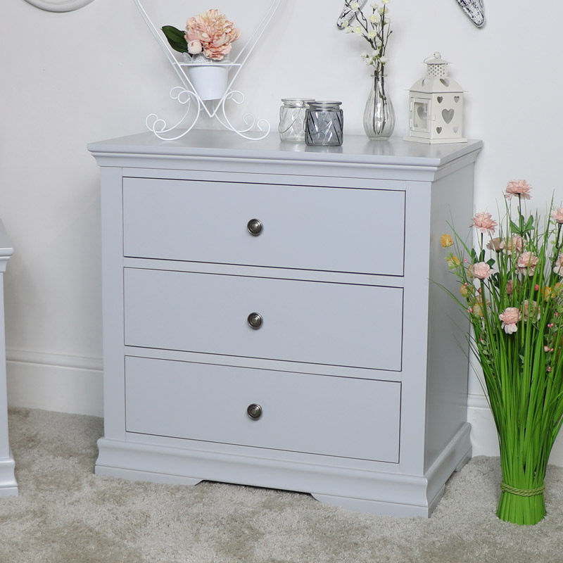 Grey 3 Drawer Chest Newbury Grey Range Melody Maison