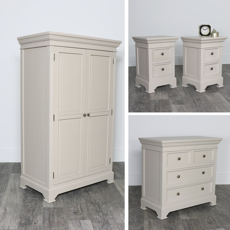 Grey Bedroom Furniture Closet Wardrobe Chest Of Drawers Bedside Tables Daventry Taupe Grey Range