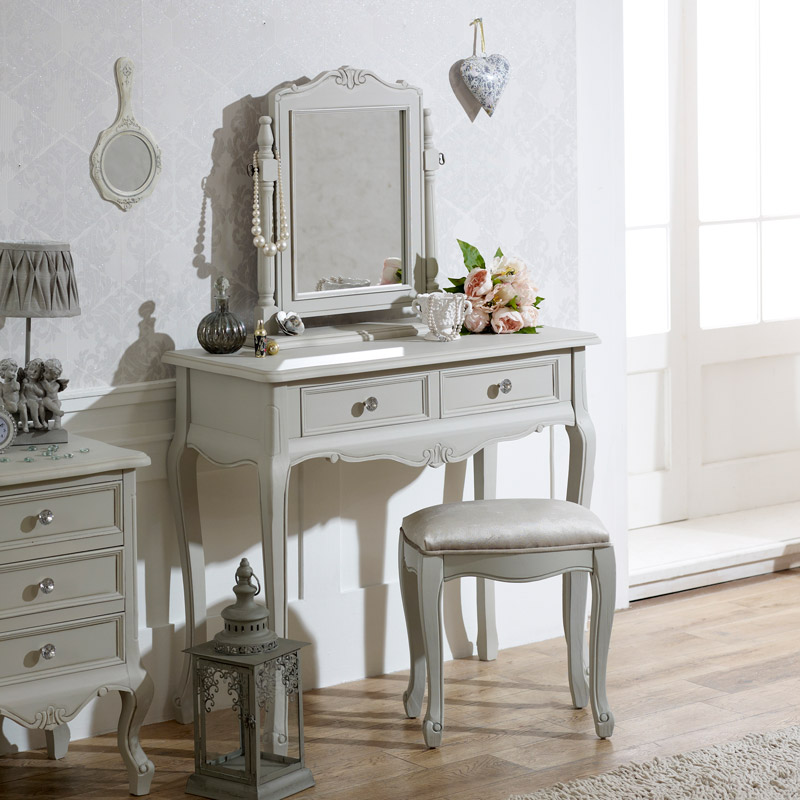 Grey Bedroom Furniture, Large Chest of Drawers, Dressing Table Set & Bedside Tables - Elise Grey Range