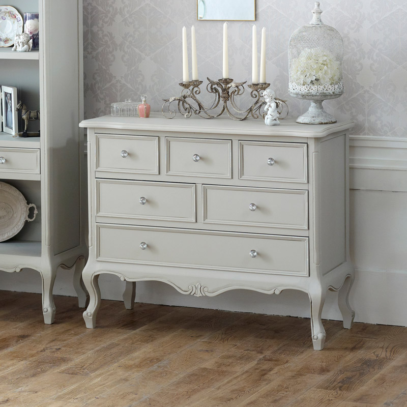 Grey Bedroom Furniture, Large Chest of Drawers, Dressing Table Set & Bedside Tables - Elise Grey Range