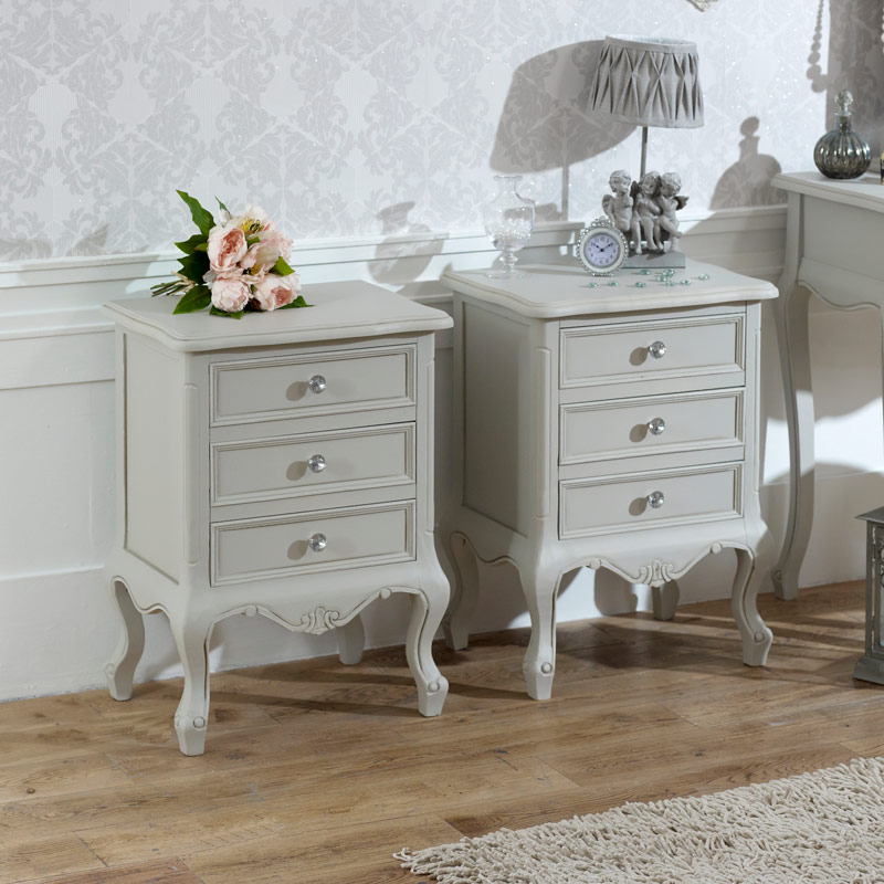 Grey Bedroom Furniture, Large Chest of Drawers, Dressing Table Set & Bedside Tables - Elise Grey Range