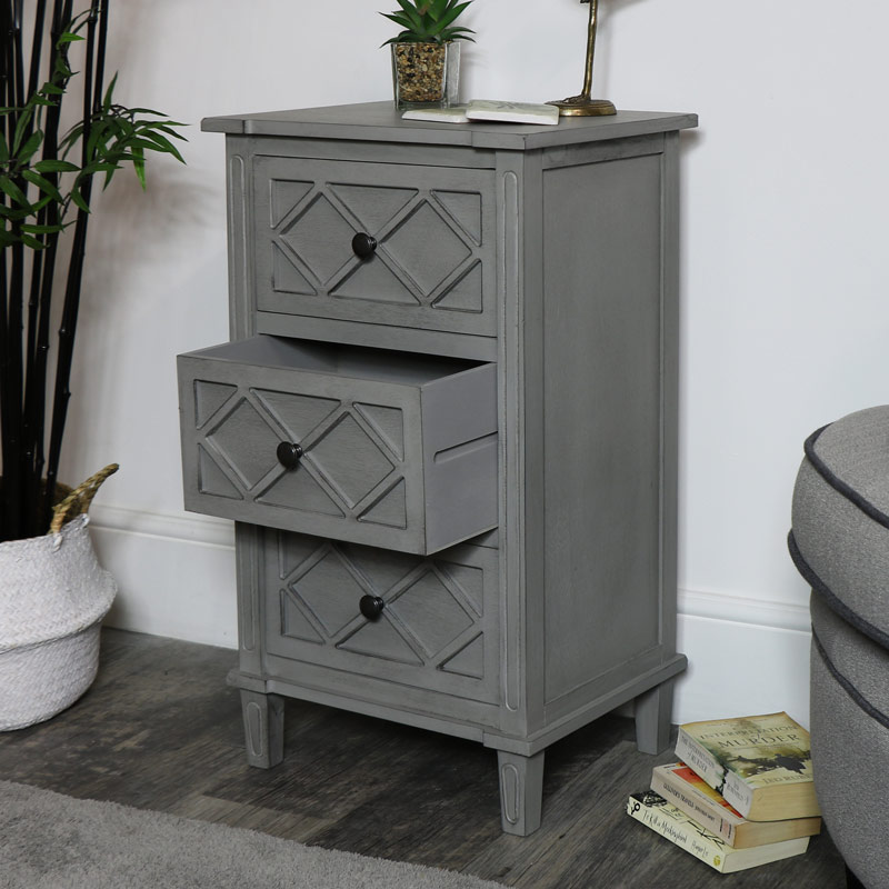 Grey Bedside Cabinet - Venice Range