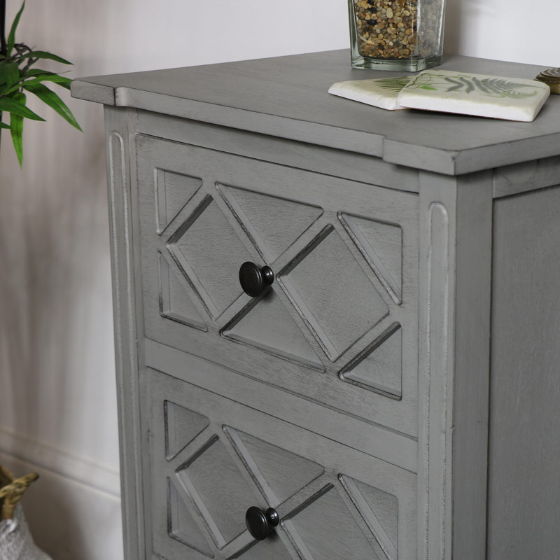 Grey Bedside Cabinet - Venice Range