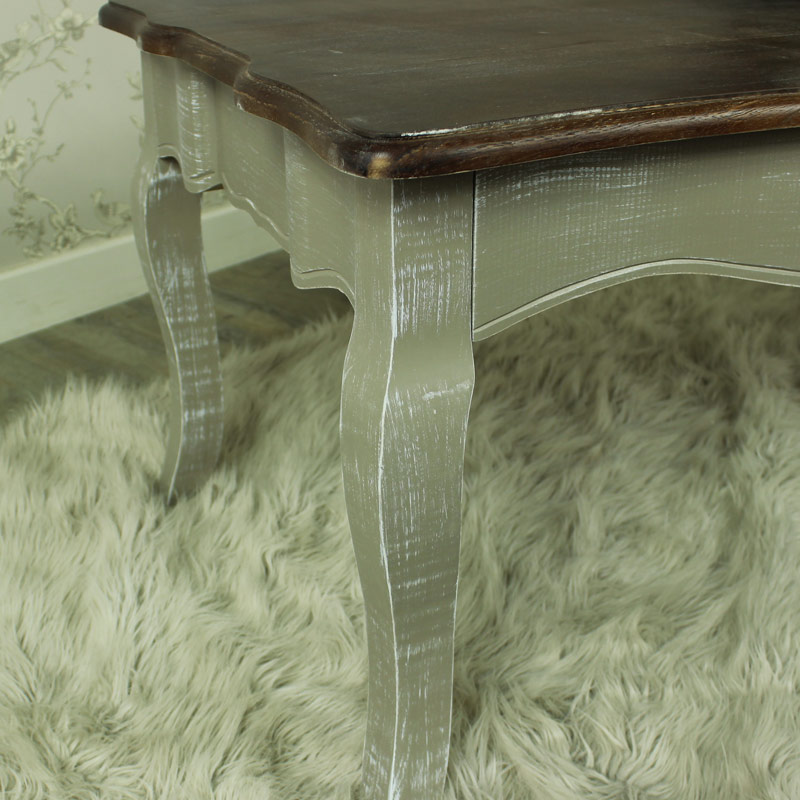 Grey Coffee Table with Dark Wood Top - French Grey Range