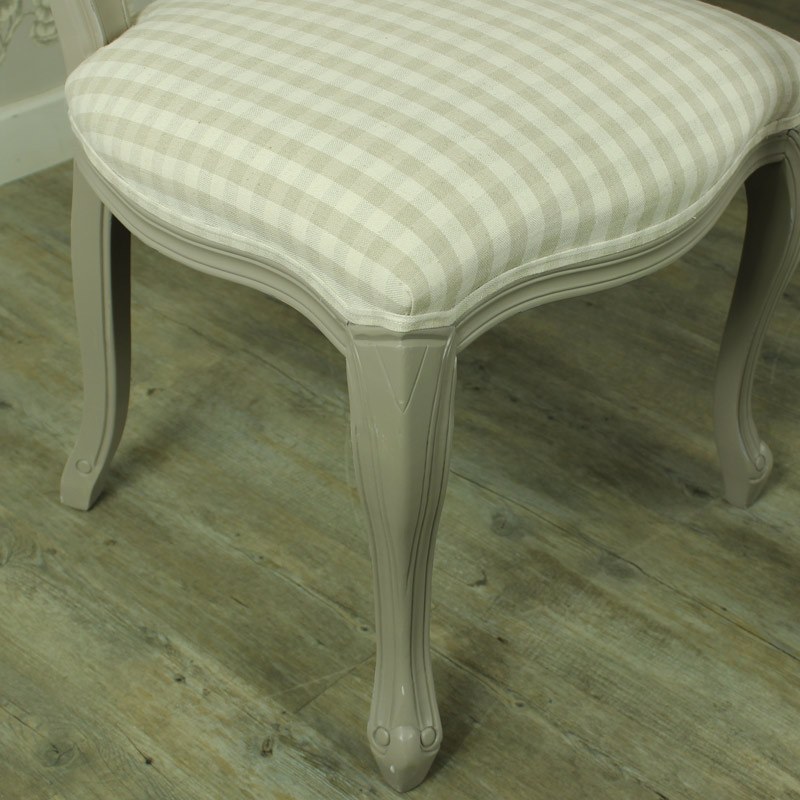 Grey Dining Chair with Beige Striped Padded Seating - French Grey Range