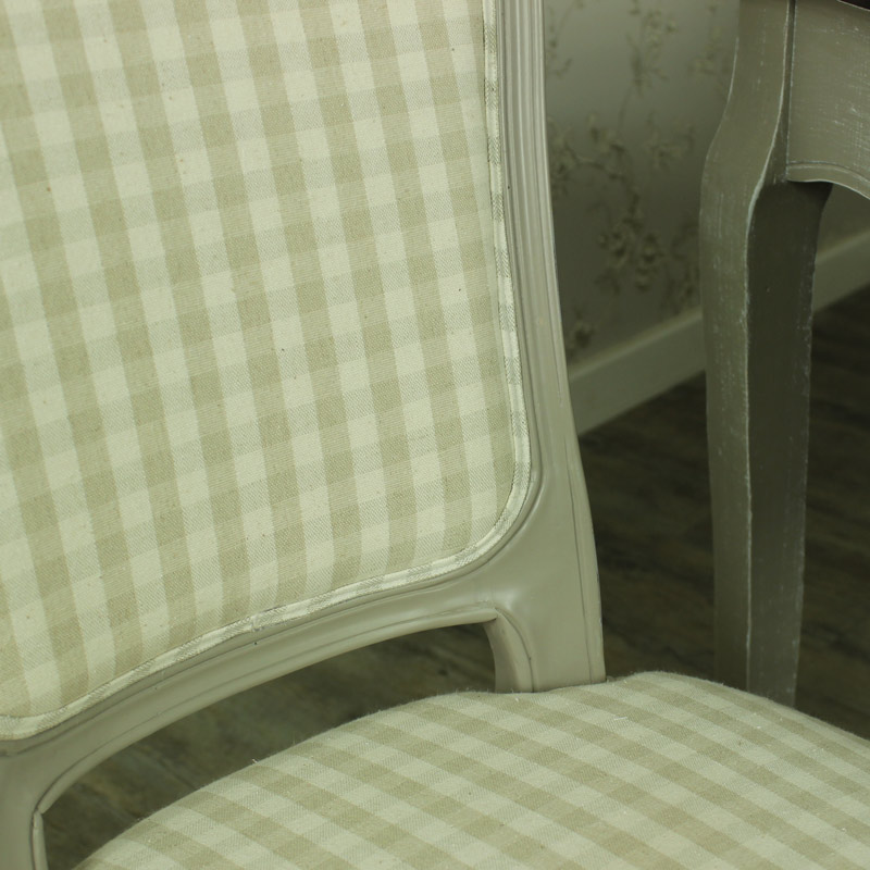 Grey Dining Chair with Beige Striped Padded Seating - French Grey Range