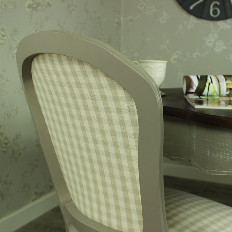 Grey Dining Chair with Beige Striped Padded Seating - French Grey Range