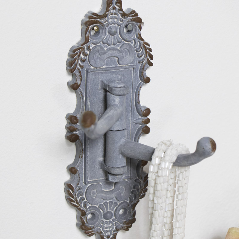 Grey Distressed Wall Mounted Double Flexihook 