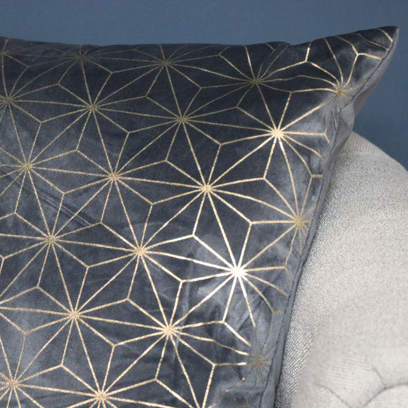 Grey & Gold Velvet Scatter Cushion