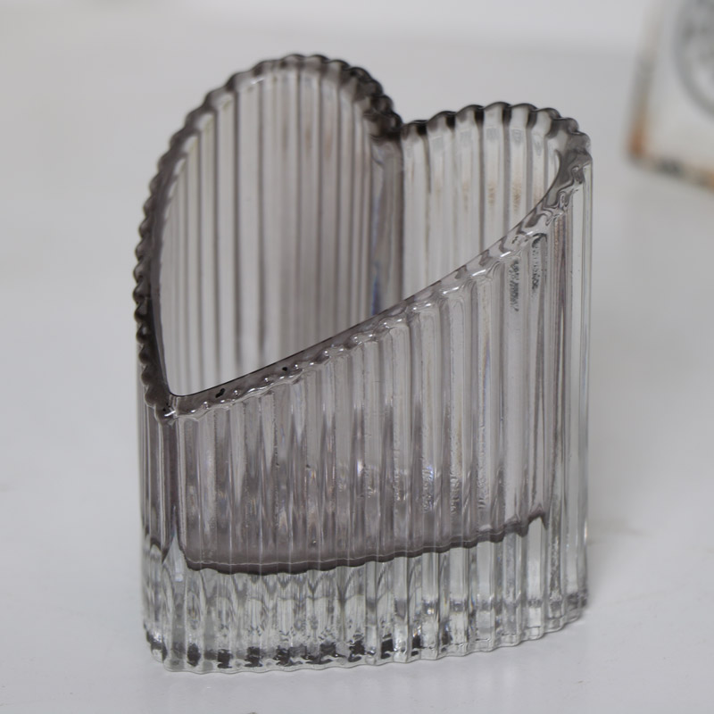 Grey Heart Shaped Glass Ornament