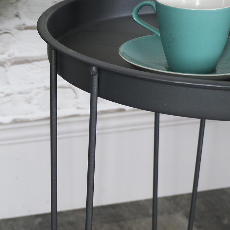 Grey Metal Tray Table