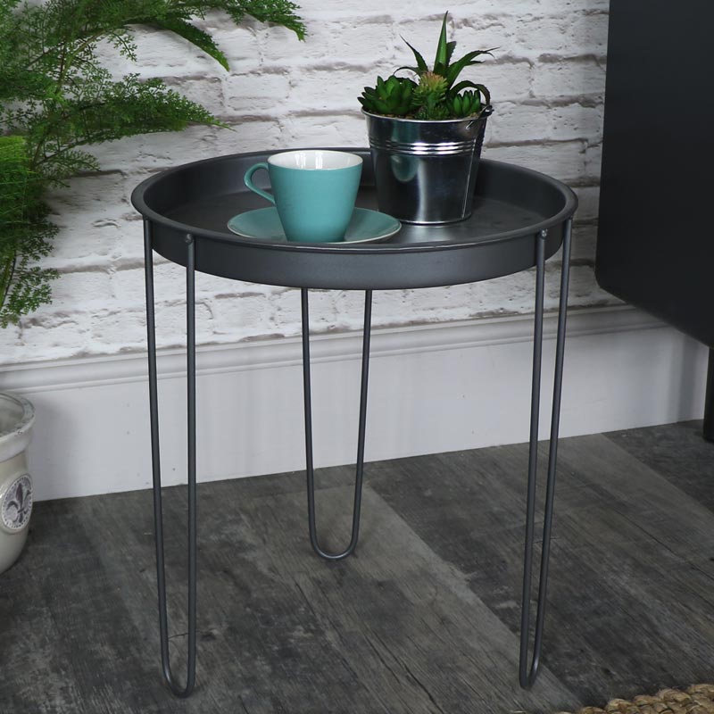 Grey Metal Tray Table