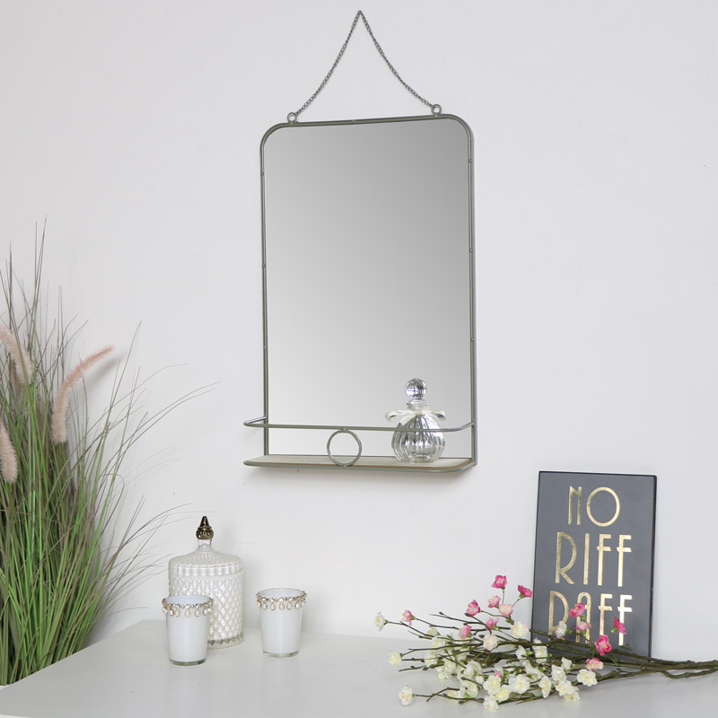 Grey Metal Vanity Wall Mirror With Shelf Melody Maison Metal Vanity Wall Mirror With Shelf