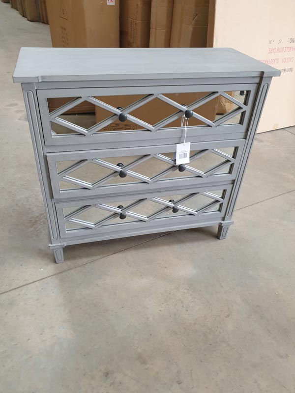 Grey Mirrored Chest of Drawers - Vienna Range  DAMAGED SECONDS 3035