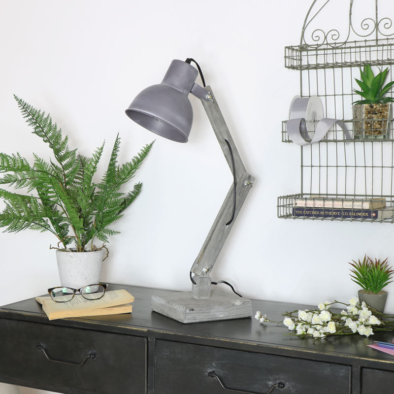 Grey Rustic Desk Lamp