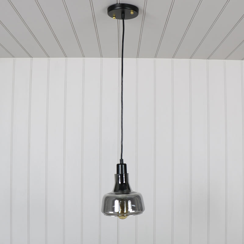 Grey Smoked Glass Pendant Light