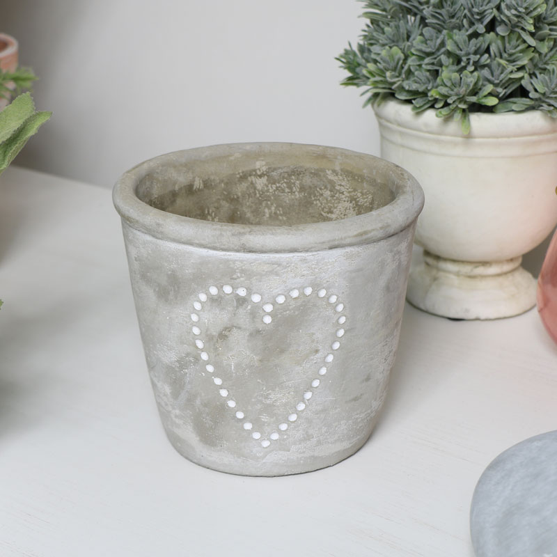 Grey Stone Heart Planter 