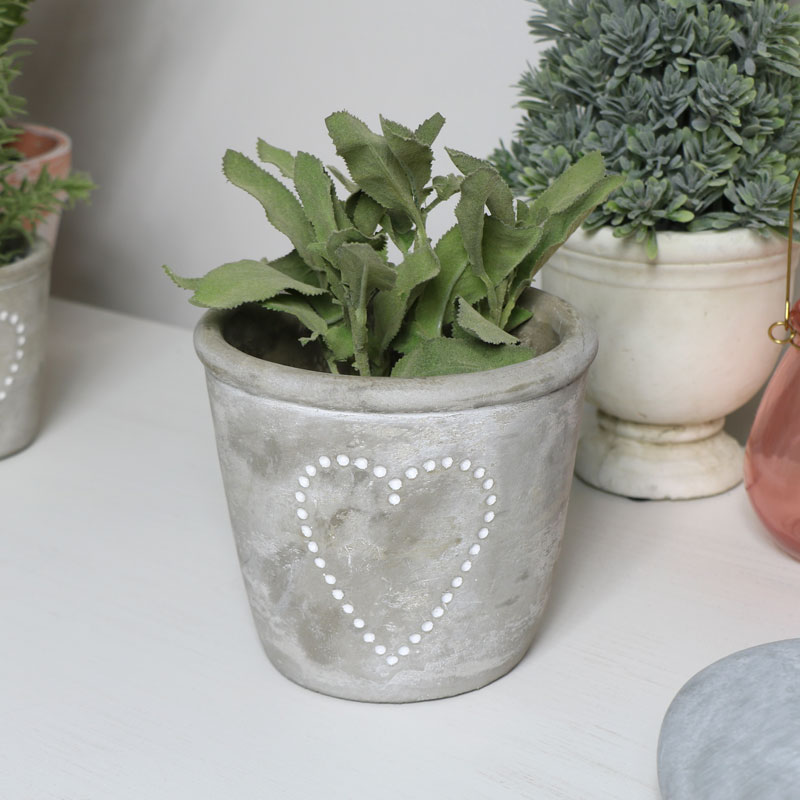 Grey Stone Heart Planter 