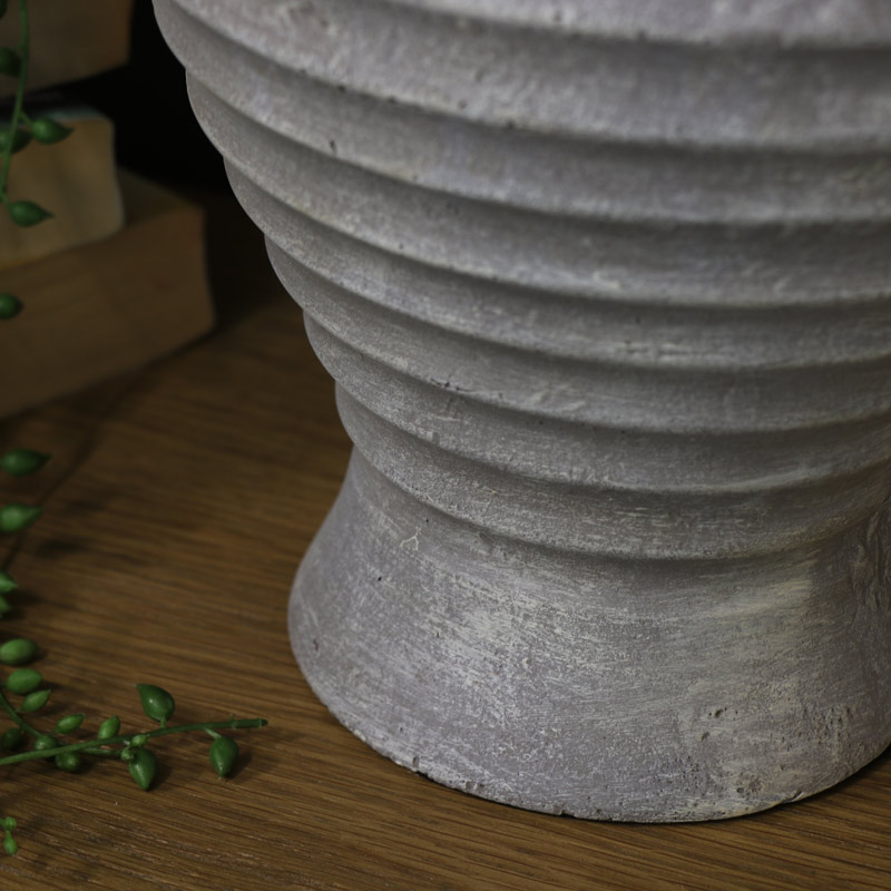 Grey Stone Round Table Lamp