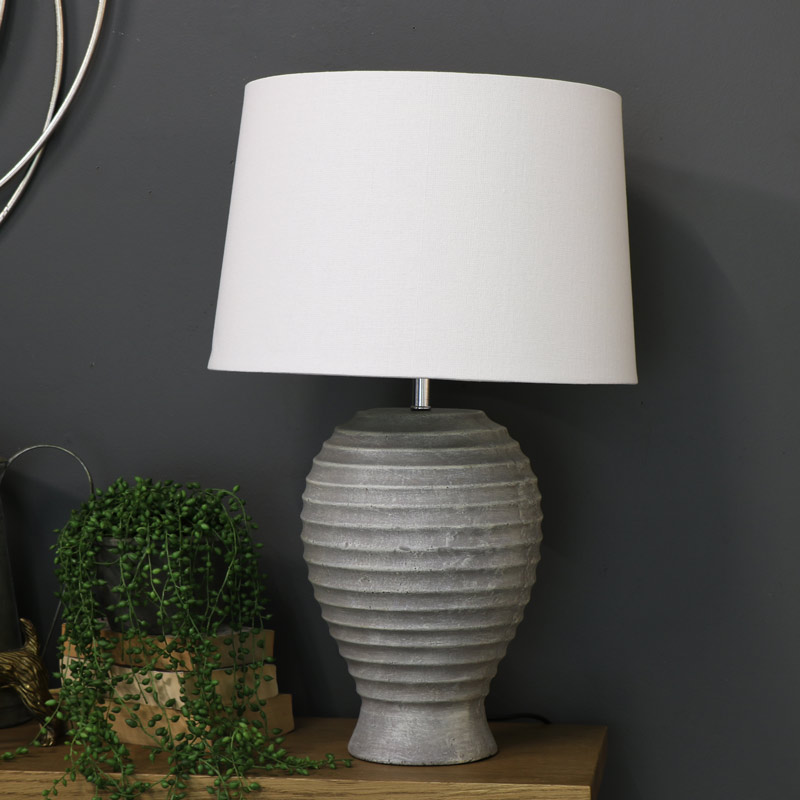 Grey Stone Round Table Lamp, Round Table Lamps Uk