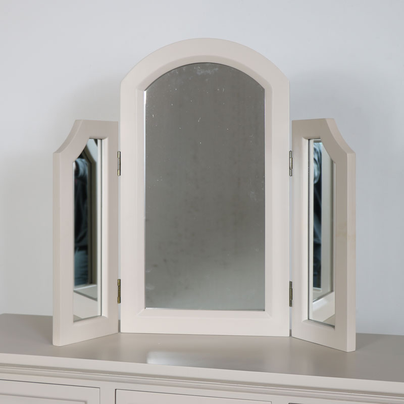 Grey Tabletop Triple Vanity Mirror - Daventry Taupe-Grey Range SECONDS ITEM