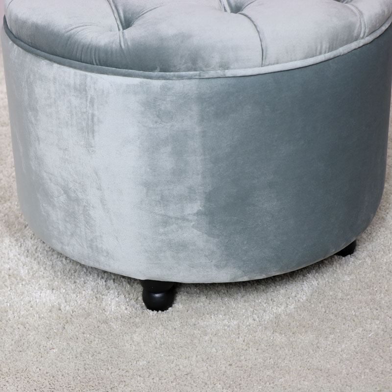 Grey Velvet Footstool